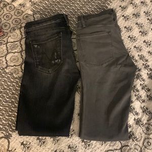 Bundle of Frame and Mother denim, sz 26. Looker ankle fray and Le High skinny.